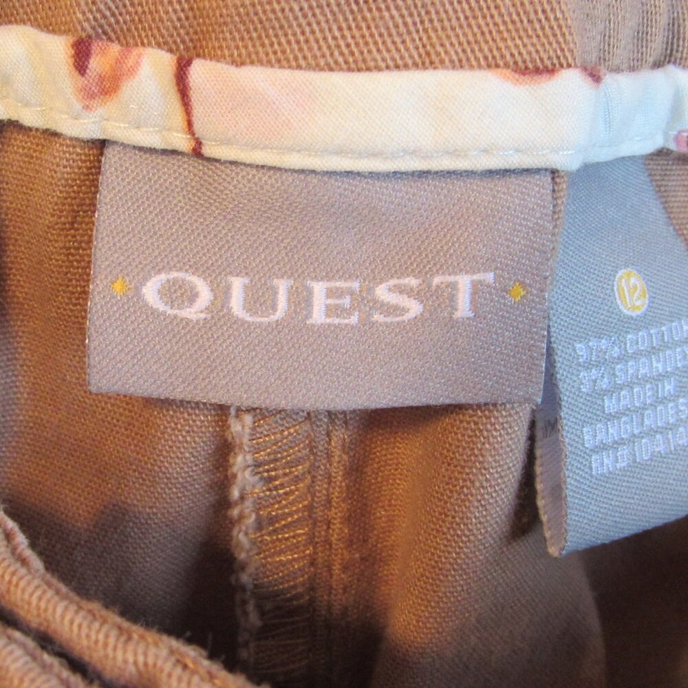 Quest Convertible Hiking Athletic Mid Rise Sport Brown Button Tab Pants Size 12 - Picture 4 of 9